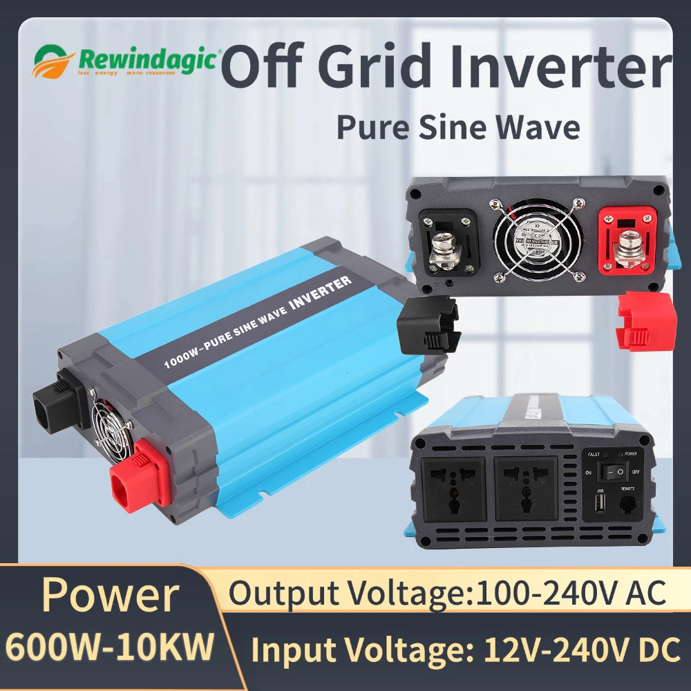 5000W Off Grid Inverter  48V 60V 96vDC Input 100% Pure Sine Wave Solar Wind Inverter for Car Camping Home 220VAC 230VAC Output