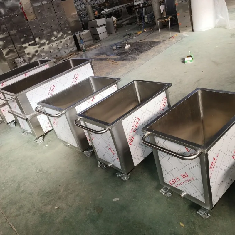 Customizable Stainless Steel Tank Mobile Trolley Mop Pool Slaughterhouse Restaurant Kitchen Rectangular Water Storage Barrel