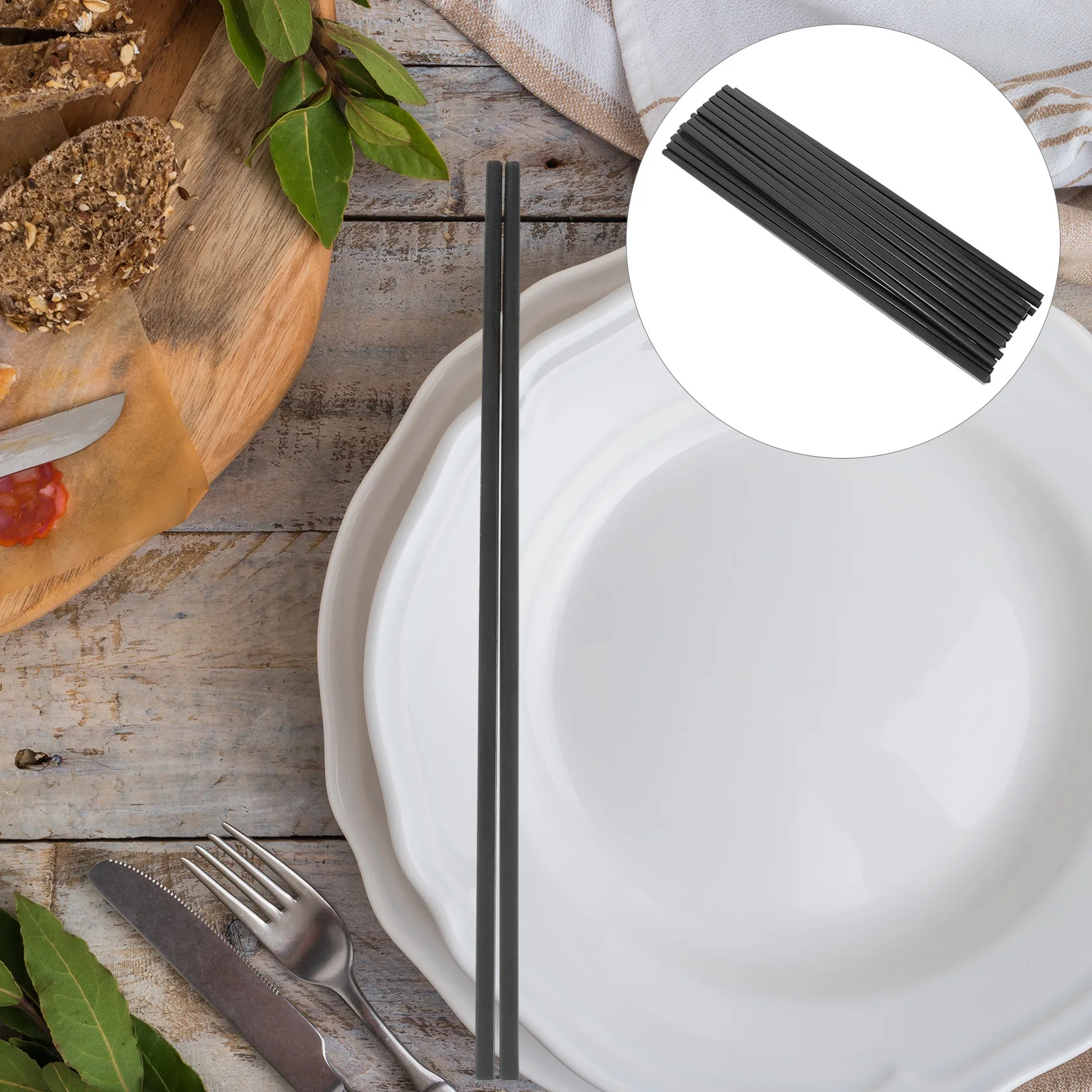 

10pcs Alloy Chopsticks Black Japanese Style Nonslip Reusable Smooth Surface For Home Use Household Storage Cutlery Set
