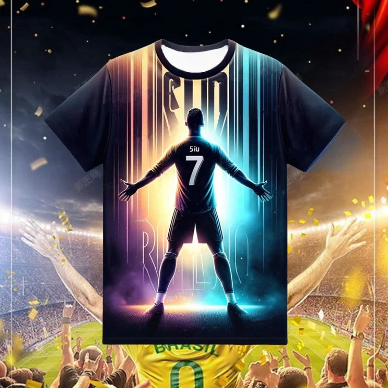 

Футболка Zomer Heren 3d Bedrukt Ronaldo Jongens Voetbal Trainingsuniform, топ Kinder Sport Ademende