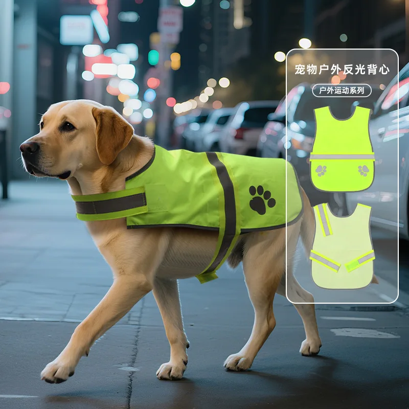 

Pet reflective safety vest fluorescent dog clothes dog paw night wear puppy vest night wear