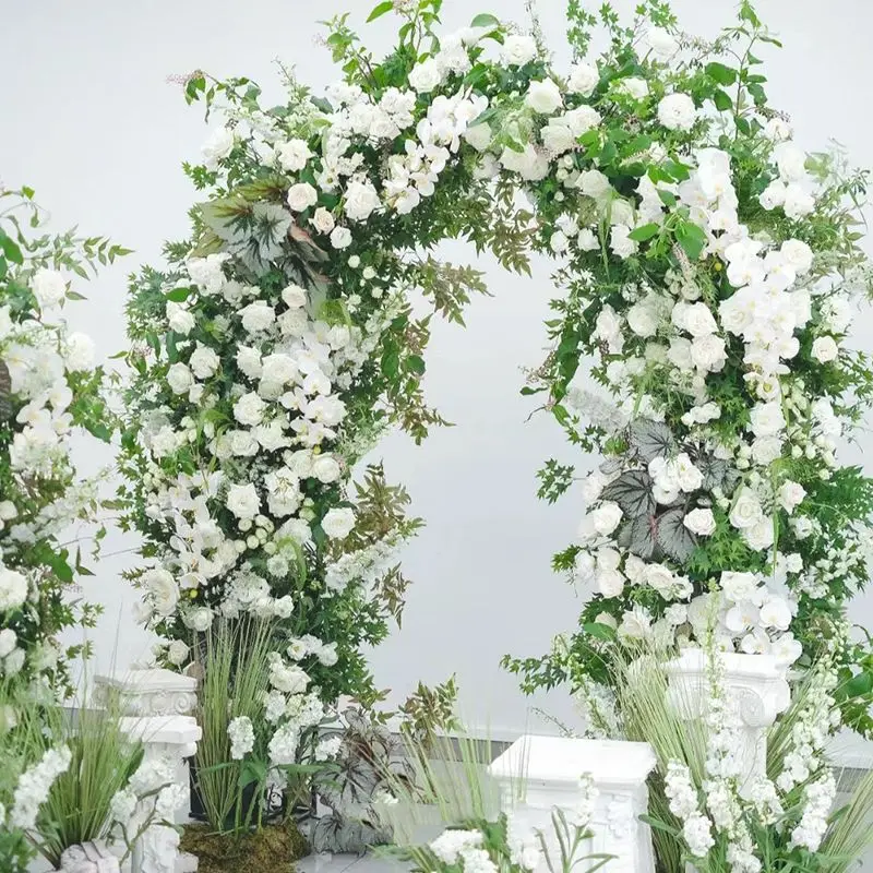 New wedding arch background frame double tube curved arch stage wrought ironarch outdoor wedding arrangement flower stand
