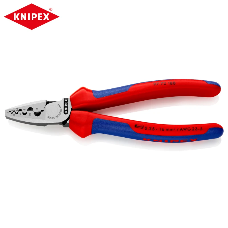 

KNIPEX 97 72 180 Crimping Pliers 7-Inch Sleeve Type Terminal Crimping Plier for Wire Ferrules