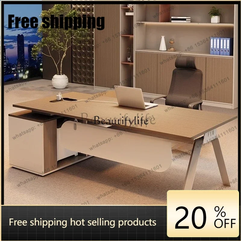 HJ Office Boss Desk and Chair Combination High Sense Office President's Room Bench