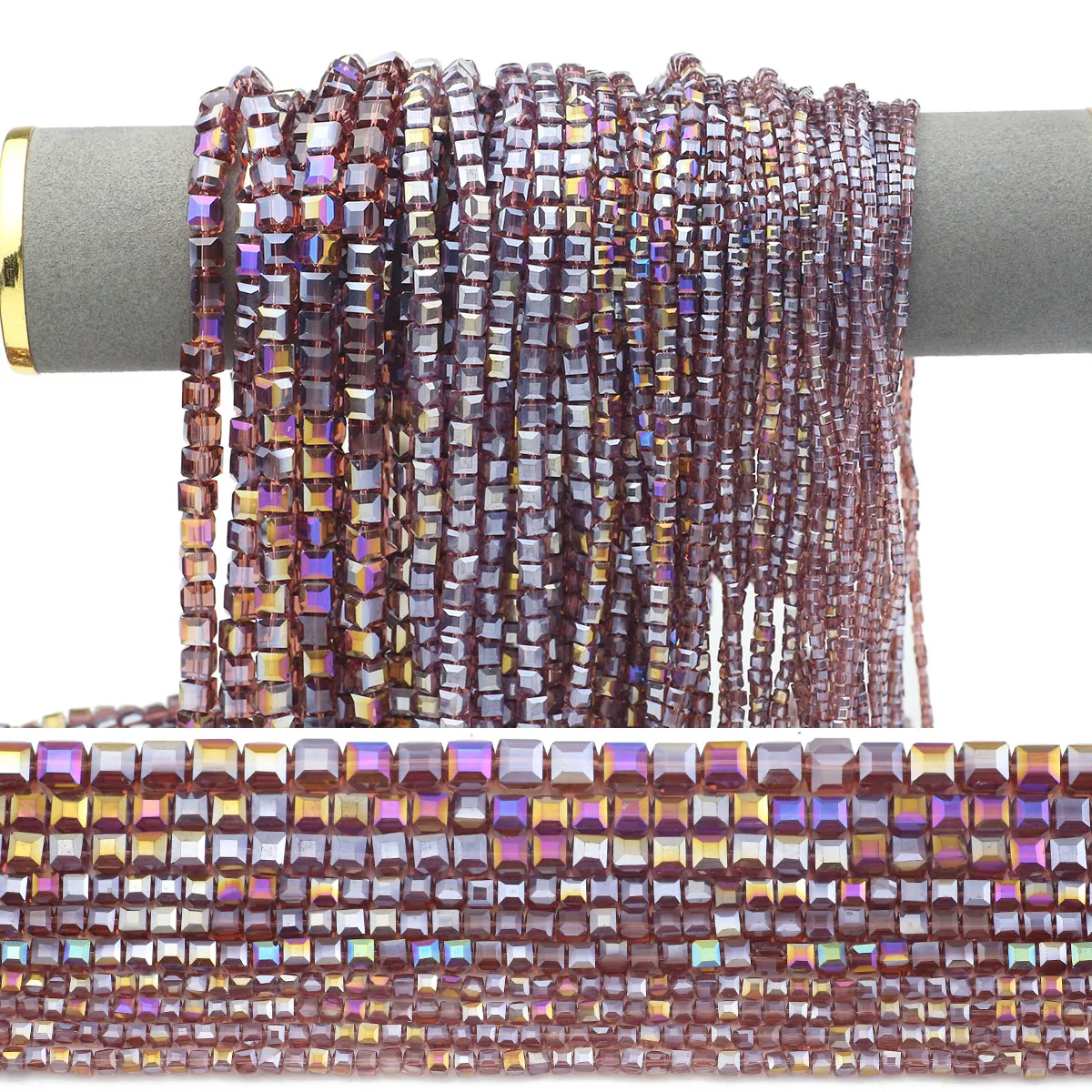 2/3/4/6/7mm Square AB Colorful Austrian Crystal Purple Loose Beads For Jewelry Making DIY Bracelet Earrings Pendant Accessories