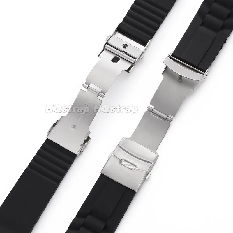 Curved End Silicone Watch Strap 16mm 18mm 20mm 22mm 24mm 26mm Sport Waterproof Rubber Watchband Deployment Clasp Wrist Bracelet view 6