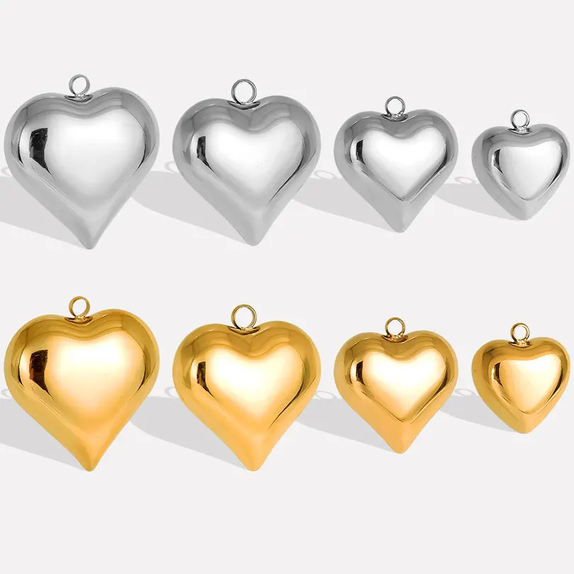 6Pcs/Lot Stainless Steel Trendy Y2K Styles Heart Pendant Making Couple Sweet Love Colgantes Dijes Para Bisutería Jewelry Finding