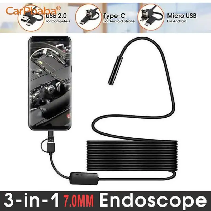 Carpbaba AN97 TYPE C USB Mini Endoscope Camera Flexible Hard Cable Snake Borescope Inspection Camera for Android Smartphone PC