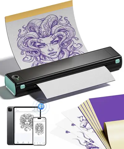 Wireless Tattoo Stencil-Printer - Tattoo Transfer Machine Thermal Copier with 10pcs Transfer Paper