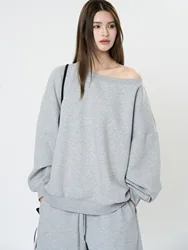 Spring women's casual solid color one neck long sleeved loose sports shirt