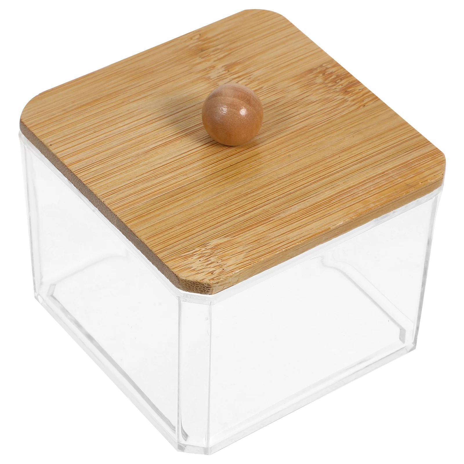 

Lidded Cotton Pad Box Makeup Cotton Organizer Storage Box For Home Desktop Vanity Holder Clear Tabletop Organizing