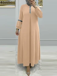 ZANZEA Fashion Islamic Clothing Spring Women Muslim Maxi Dress Lantern Sleeve Sundress Elegant Party Vestidos Oversized 2023