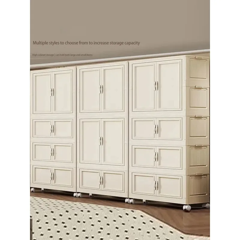 Foldable Children's Wardrobe Easy-to-Assemble Storage Cabinet for Home Living Room & Bedroom Simple Closet System No-Install