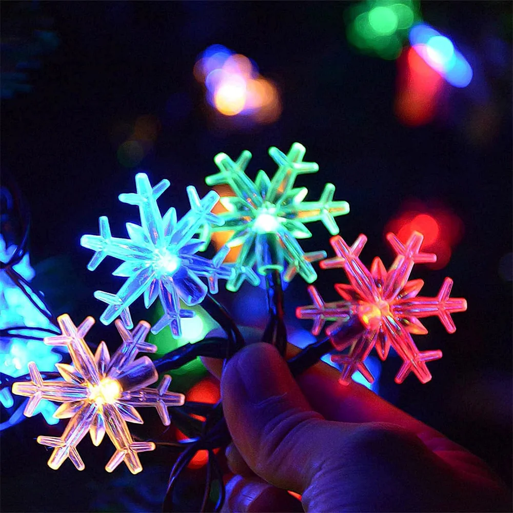 2024 Solar Snowflake Lights for Outdoor Christmas Decorations 8 Modes Waterproof Solar Powered String Lights for Xmas Tree 310