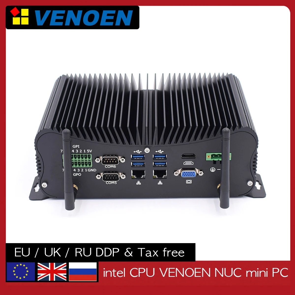 13Th Gen Fanless Core i7-1355U i5-1235U 2.5G LAN DDR5 Mini PC Industrial Rugged Computer 2x Intel i225 HDMI VGA GPIO Windows IOT