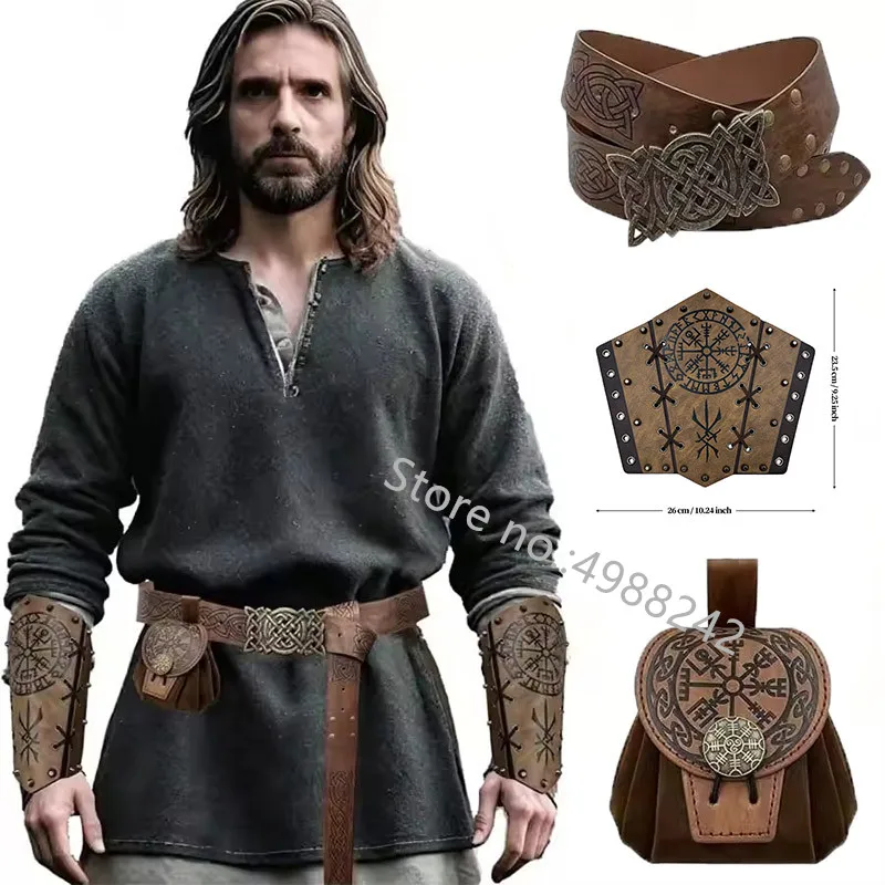 

Средневековые кожаные наручные ограждения, поясная сумка, рукавицы с тиснением воина, рыцарские перчатки, ретро-готические браслеты, уличная броня