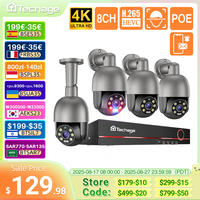 Techage 8CH 4K 5MP 8MP PTZ Security POE IP Camera System Outdoor AI Human Detection Two Way Audio Video Surveillance Camera Kit