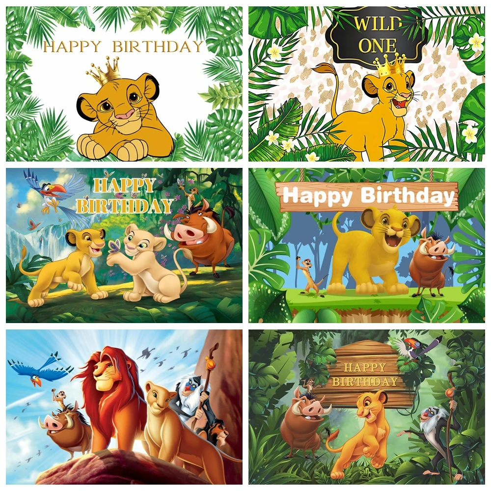 

Disney Lion King Simba Custom Photography Backdrop Forest Kids Birthday Party Photo Background Baby Shower Banner Poster Cartoon