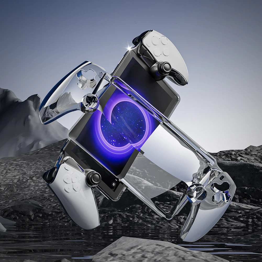 透明な完全保護プロテクターカバー、落下防止PCゲームコンソールコントローラースリーブスキン、PS5ポータル用指紋防止