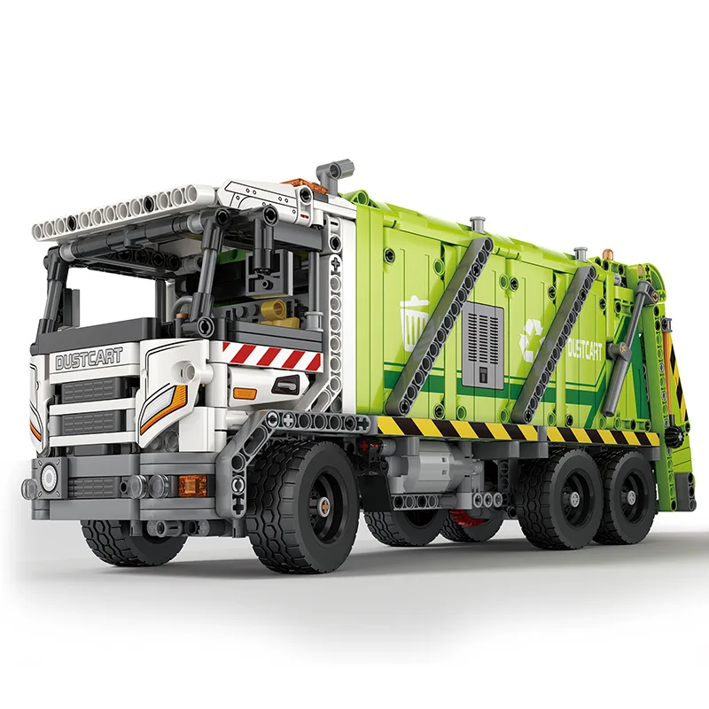 

1355PCS 22022 Compression Garbage Truck RC Engineering Vehicle Building Blocks RC Car Model Bricks DIY Toy Holiday Birthday Gift