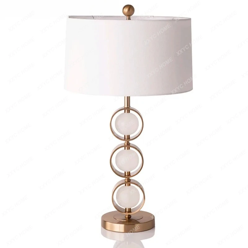 

Postmodern simple round marble table lamp new Chinese model room living room study bedroom bedside
