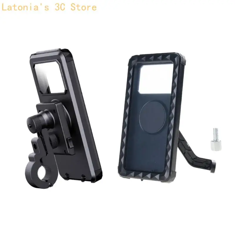 Universal Motorcycle Bike Handlebars Mount Waterproof Touch Screens Phone Holder Suitable for 5.5 to 6.9 Inch Smartphones X3UB