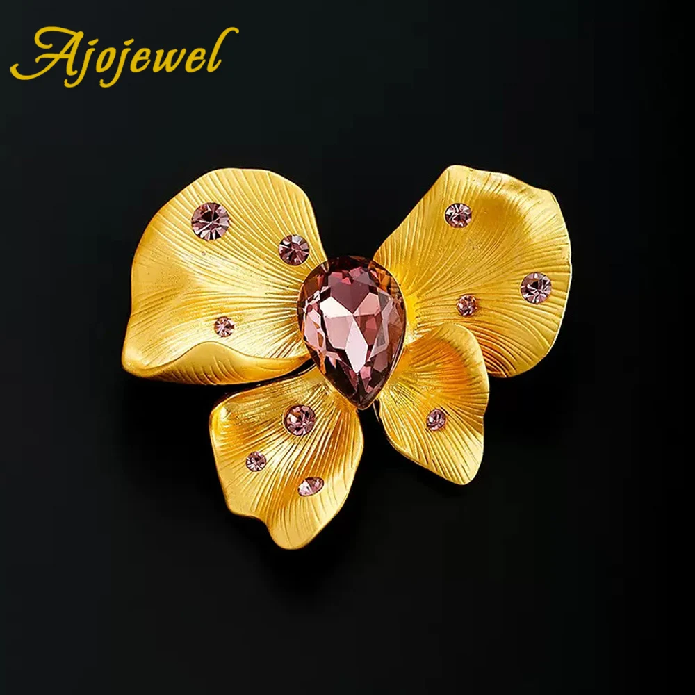 Ajojewel Crystal Rhinetone Bowknot Brooches Pin 2024 New Design Costume Jewelry Accessories Gifts