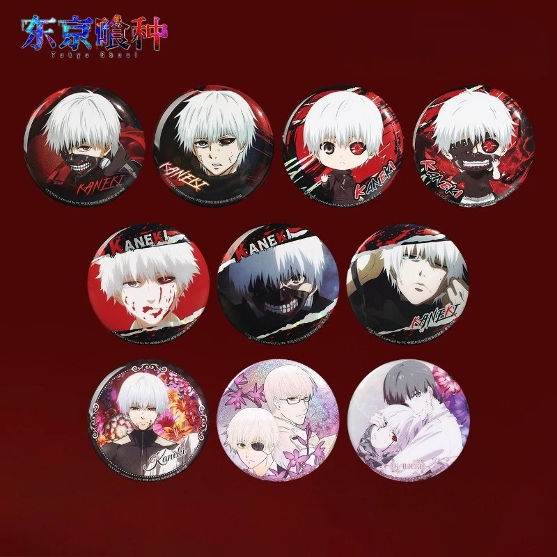

58mm Hot New Anime Tokyo Ghoul Kaneki Ken Takatsuki Sen Uta Cosplay COSTUME Badge Pin Tinplate Brooch Prop Birthday Gifts
