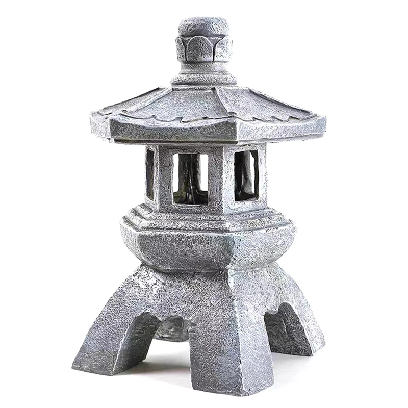 

Garden Accessory Ornament Solar Powered Resin Pagoda Lantern Palace Lanterns Tower Statue Solar Lamp Garden Decor Easy Install