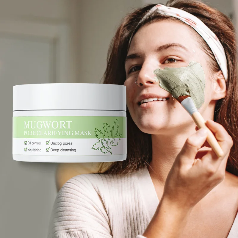 LAIKOU Mugwort Collagen Clarifying Mask Moisturizing Facial Masks Deep Cleaning Oil-Control Clay Mask Hydrating Face Skin Care