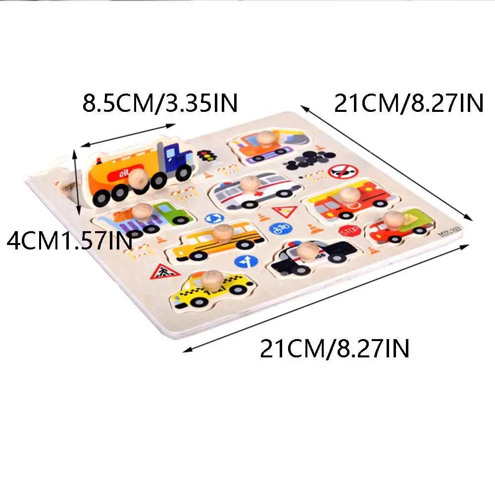 Hand Greifbrett Holz Kinder Puzzle Kognitive Cartoon Peg Puzzles Tier Fahrzeug Puzzle Spiele Kinder