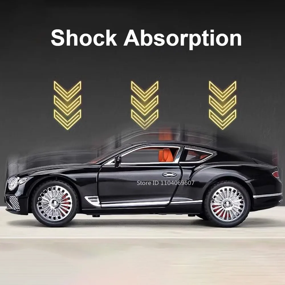 1:24 Scale Continental GT Alloy Car Model Toy Pull Back Diecast Metal Sports Cars Models Simulation Sound Light Collection Gifts