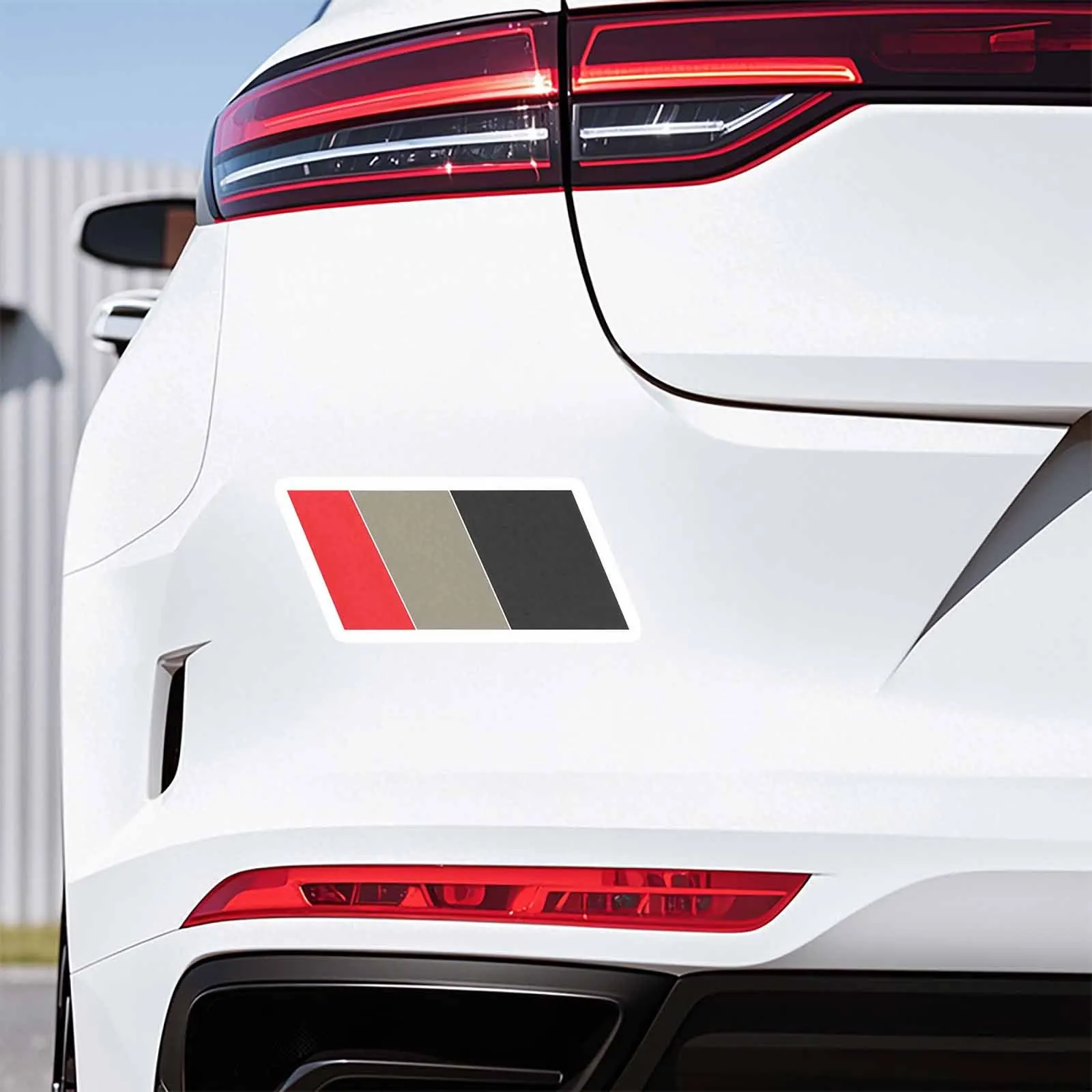 

1PC "Red-Gray-Black Striped" Car Sticker - Self-Adhesive Waterproof Vinyl for Car & Laptop (Easy Apply)