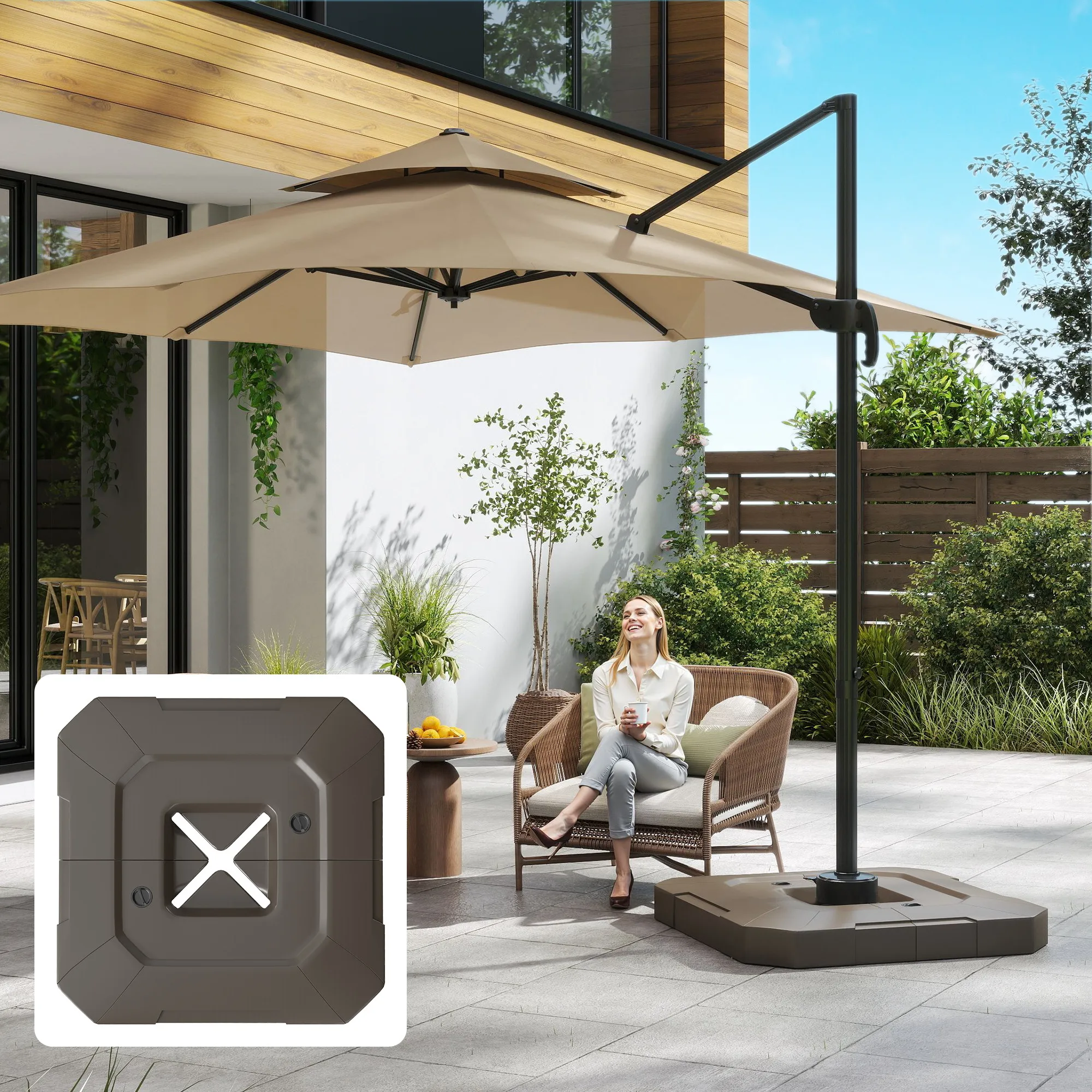 2-Piece Cantilever Umbrella Ba - đánh giá và giá Fabric Weight Set