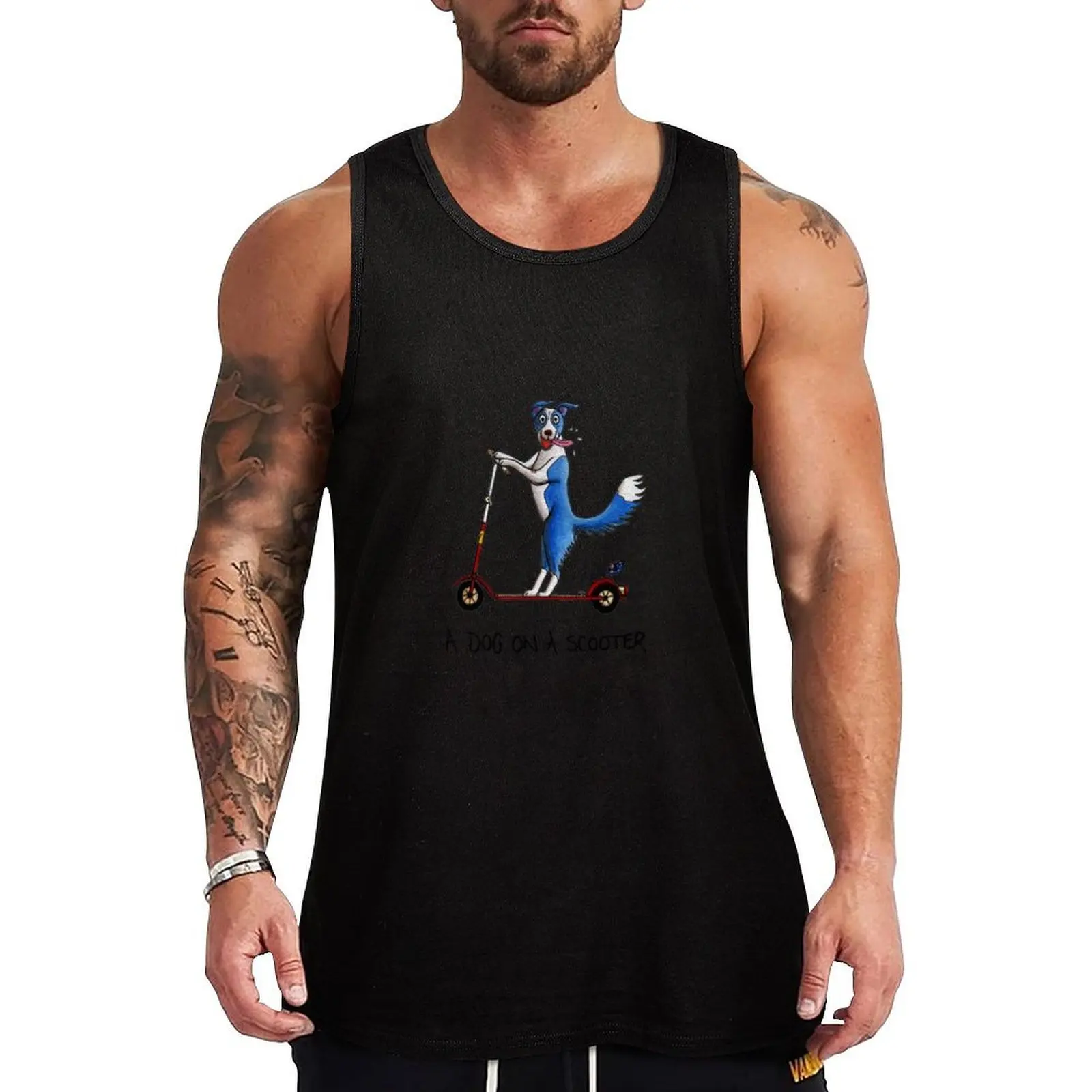 A Dog on a Scooter Tank Top Casual Loose Tank Top Sleeveless Summer Beach Shirt