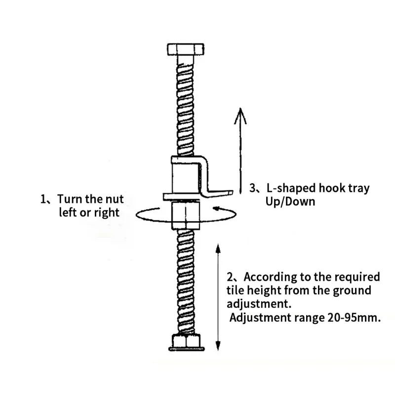 10pcs Manual Wall Tile Locator with Height Adjustment - Fine Thread Rising Positioner for Ceramic Tiles