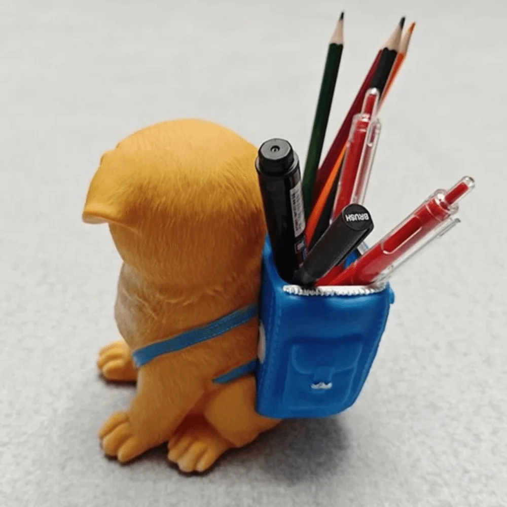 متعددة الوظائف حامل قلم الكلب البلاستيك لطيف جرو تخزين دلو سعة كبيرة الإبداعية فرشاة للمكياج اسطوانة سطح المكتب #5