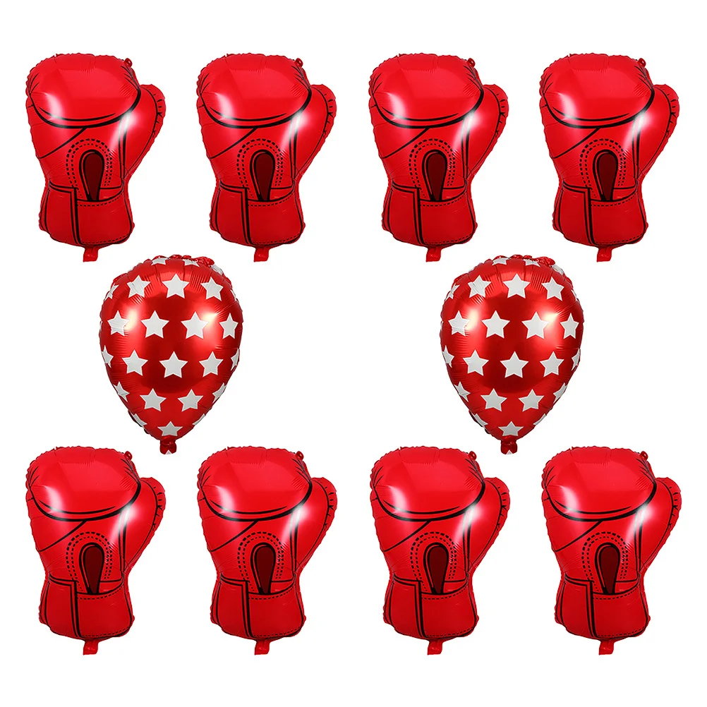 

10Pcs Boxing Glove Foil Balloons Red Aluminum Film Sport Theme Birthday Party Wrestling Decorations Boxing Party Decorations