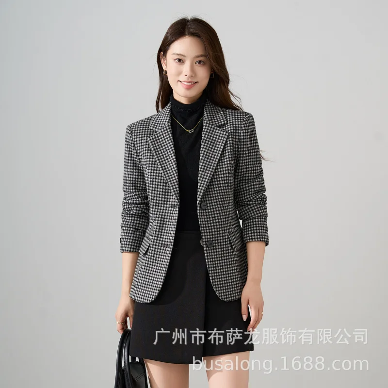 2025년 신상 우아한 패션 정장 캐주얼 여성용 긴 소매 프로페셔널 스몰 블레이저 포멀 여성용 싱글 재킷 워크웨어25618