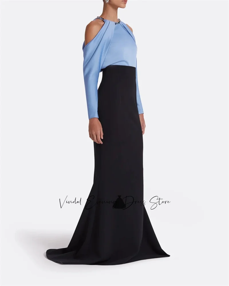 Vindal Embellished O-คอลูกปัดคอยาวแขนยาวทูโทนชุดนางเงือก 2 ชิ้น 2025 Saudi ชุดราตรีอย่างเป็นทางการ