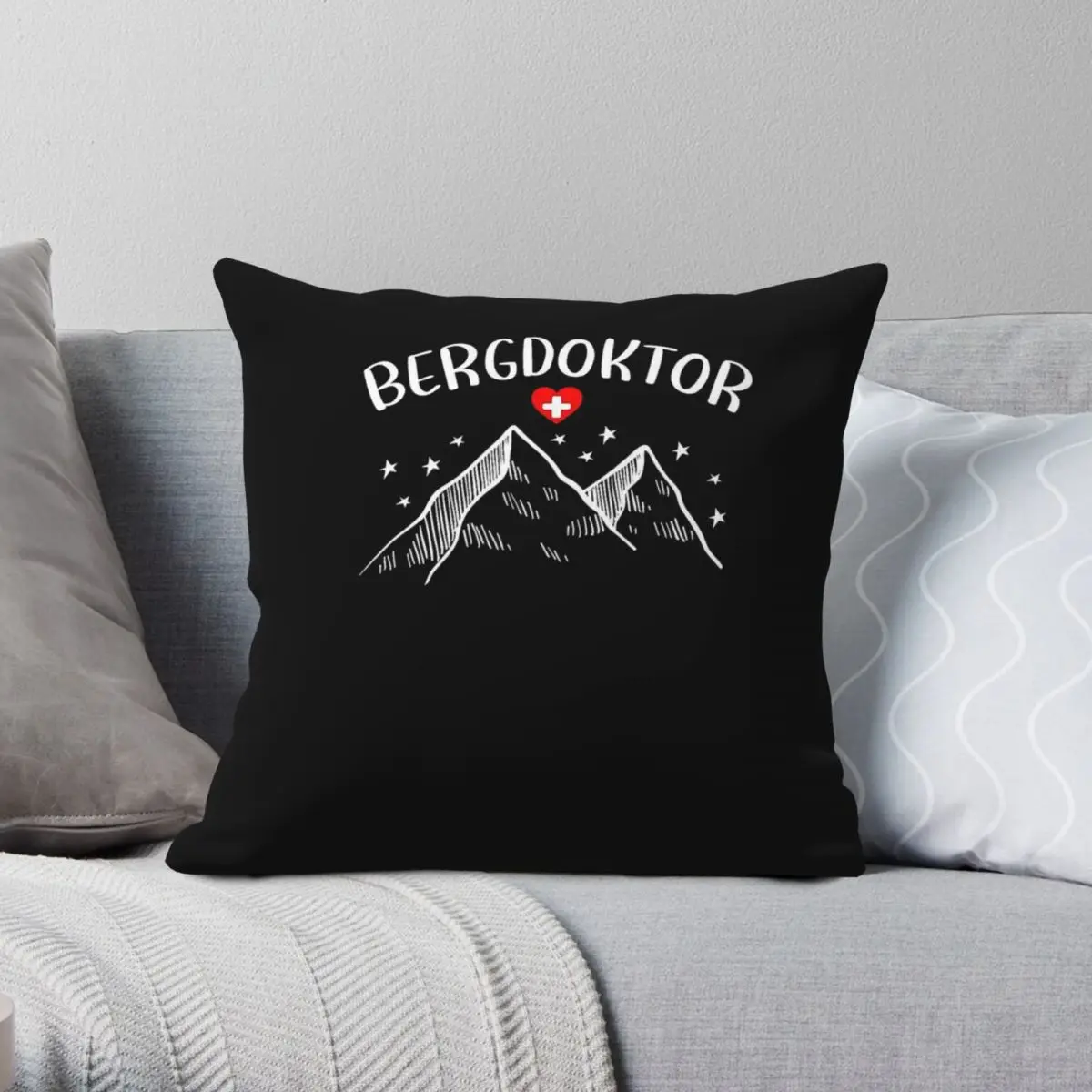 Bergdoktor Mountain Apres Ski Skiing Square Pillowcase Polyester Linen Velvet Creative Zip Decorative Home Cushion Case