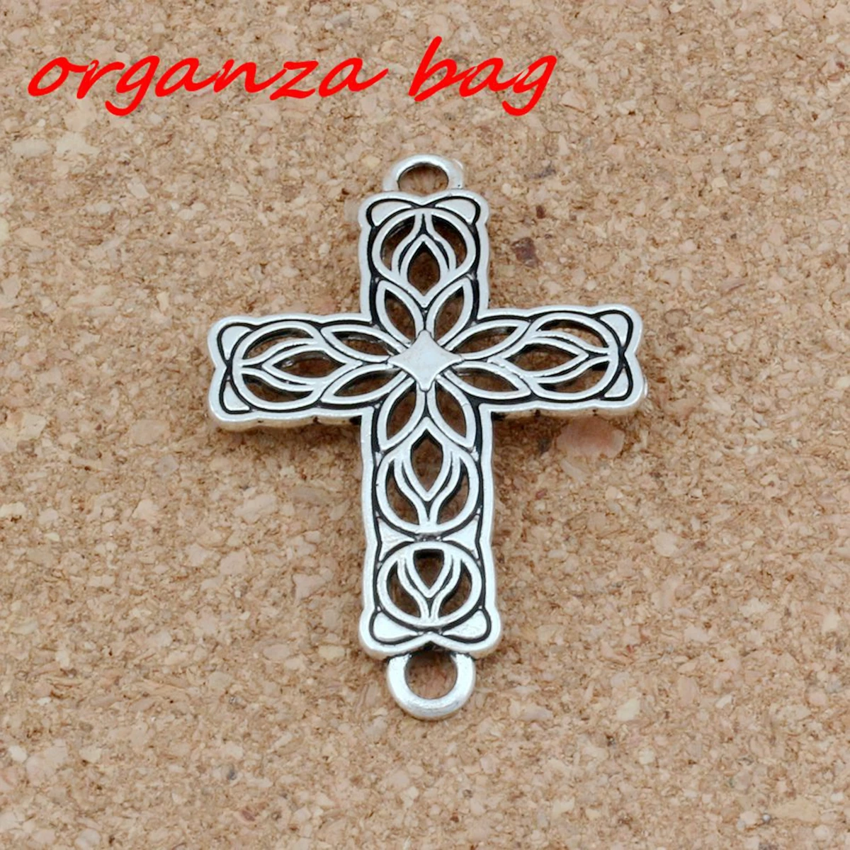 

10Pcs Antique Silver Hollow Flower Cross 3mm Hole Connectors Fit Hand-Woven Bracelets Jewelry DIY 27.2x42x1.5mm F-3