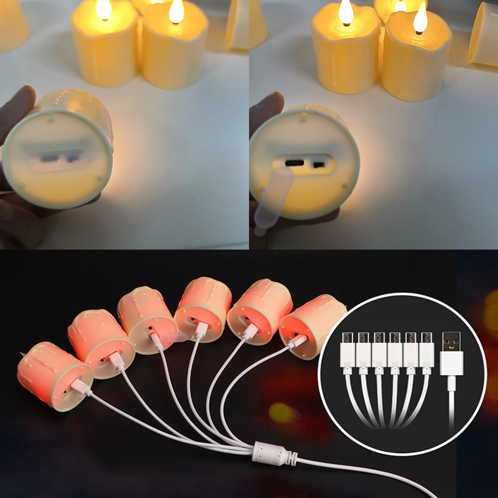 FPOO Led Candle With USB Rechargeable Candles Remote For Party Home Decoration Flickering Waterproof Electronic Tealight Candles