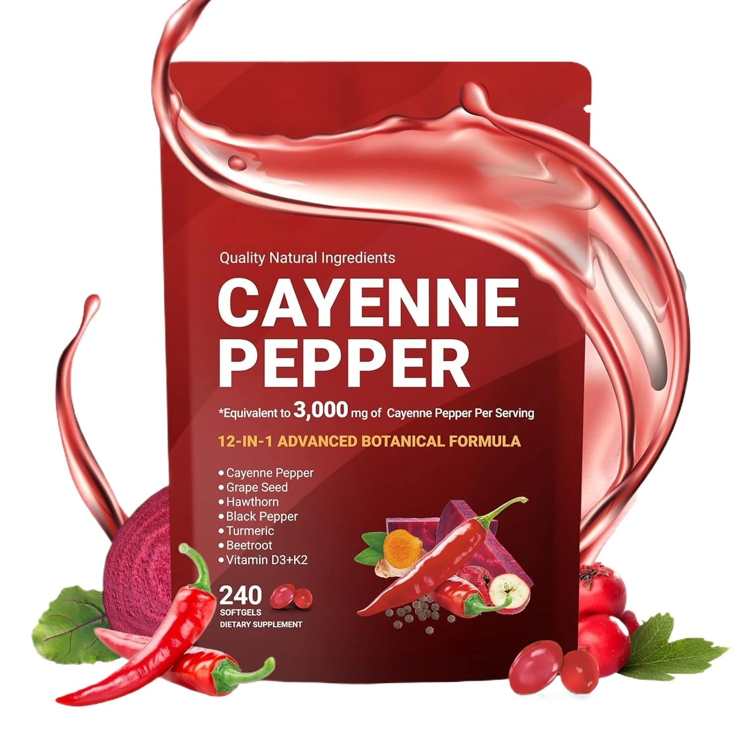 

Cayenne Pepper Softgels Supports All Day Naturalenergy And Mental Focus Quality Natural ingredients 12-In-1 Advanced Botanical