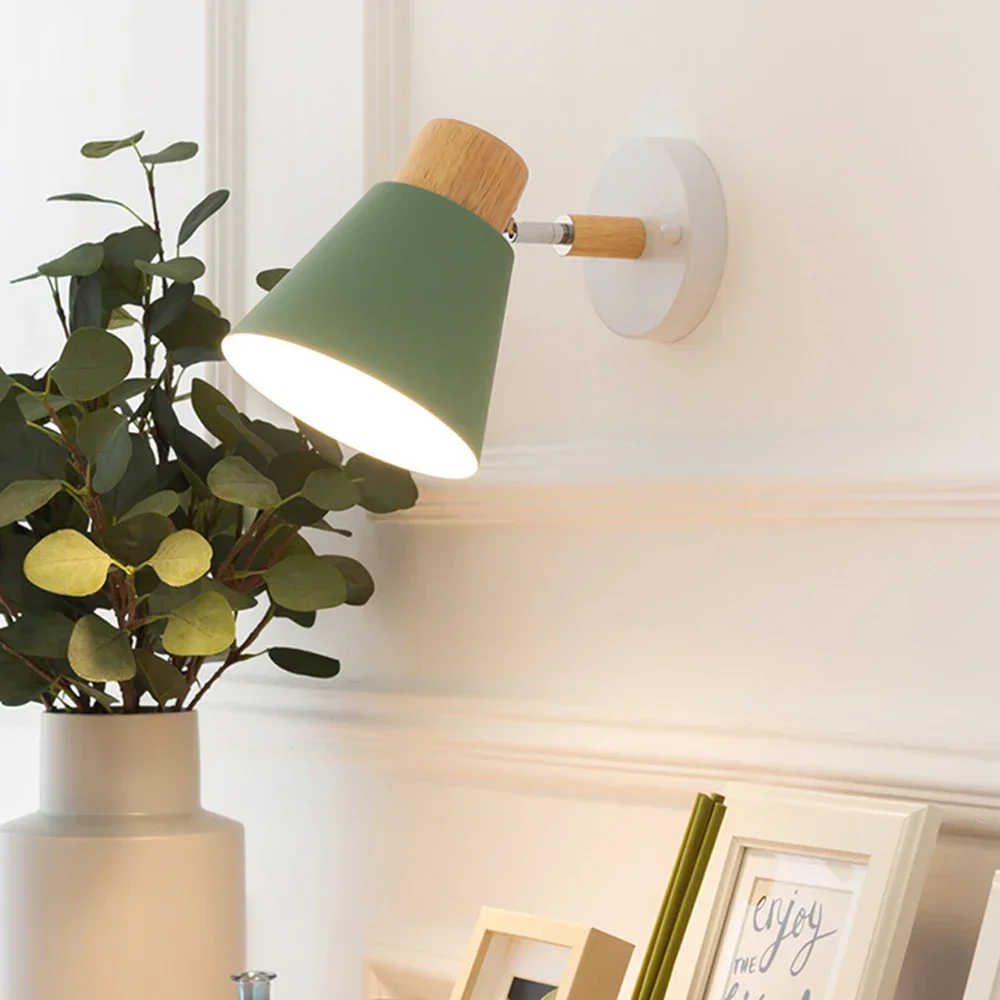 Nebulyth Nordic Wall Lamp Wooden Wall Light for Living Room Bedroom Corridor Hallway Entrance Bracket Light E27 Lighting