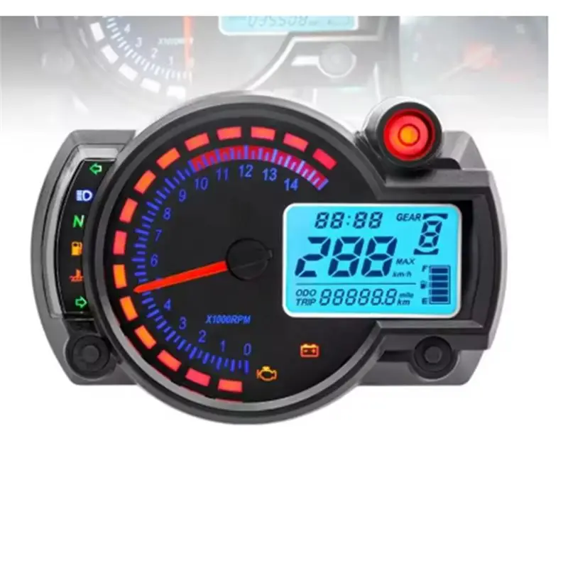 A22F-Otorcycle Modification Accessories Motorcycle Universal Instrument Waterproof LCD Digital Odometer Speedometer 1SET