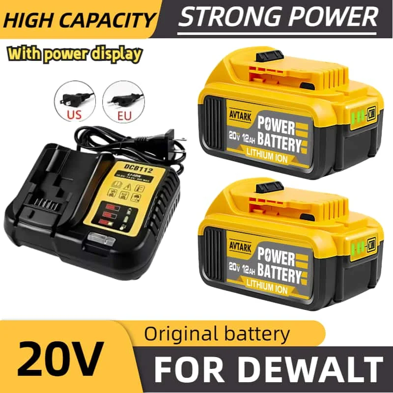 Für DeWalt 20 V 12,0 Ah 18650 Lithium 18 V Akku geeignet für Dewalt DCB184 DCB200 Elektrowerkzeug wiederaufladbare 18650 Akkus