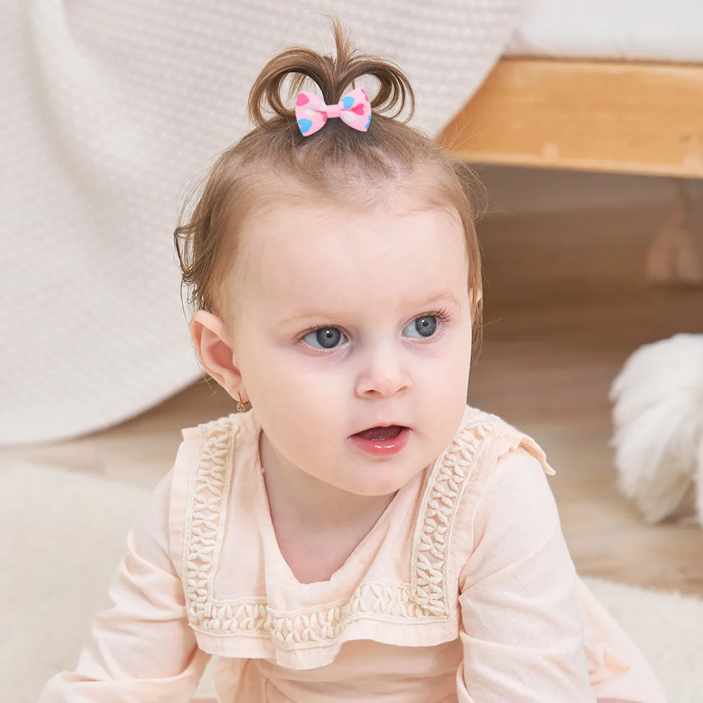 50 pezzi Fasce per capelli di colore casuale Piccola stampa Bowknot Ragazze Copricapo per bambini Bambini Copricapo elastico Corda per capelli Accessori per capelli