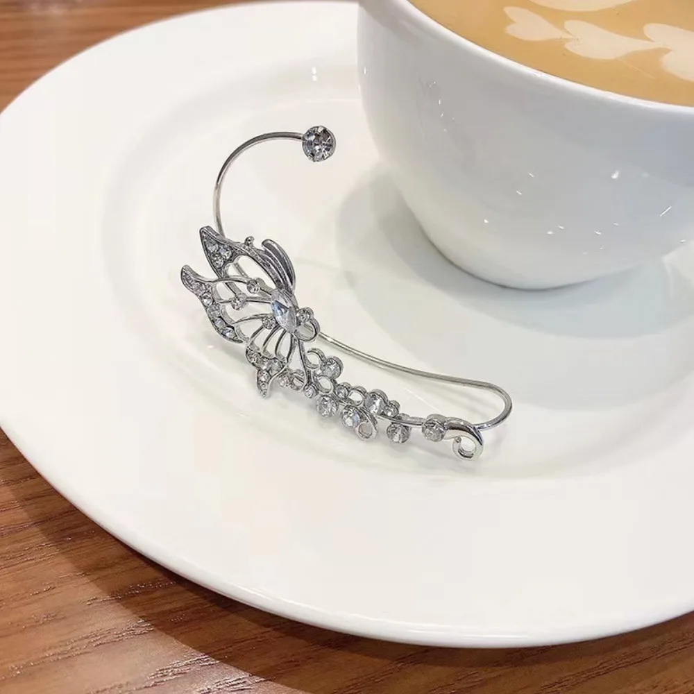 تألق كريستال قزم فراشة الأذن الكفة دون ثقب كليب أقراط مشبك الأذن الأنيقة للنساء رائعة الأذن الكفة