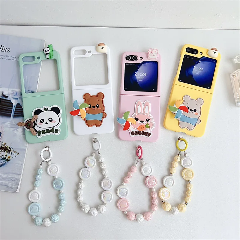 Funda de teléfono de animales de dibujos animados para Samsung Galaxy Z Flip 3 Z Flip 4 Z Flip 5 Hard PC Back Cover para ZFlip6 Case Shell